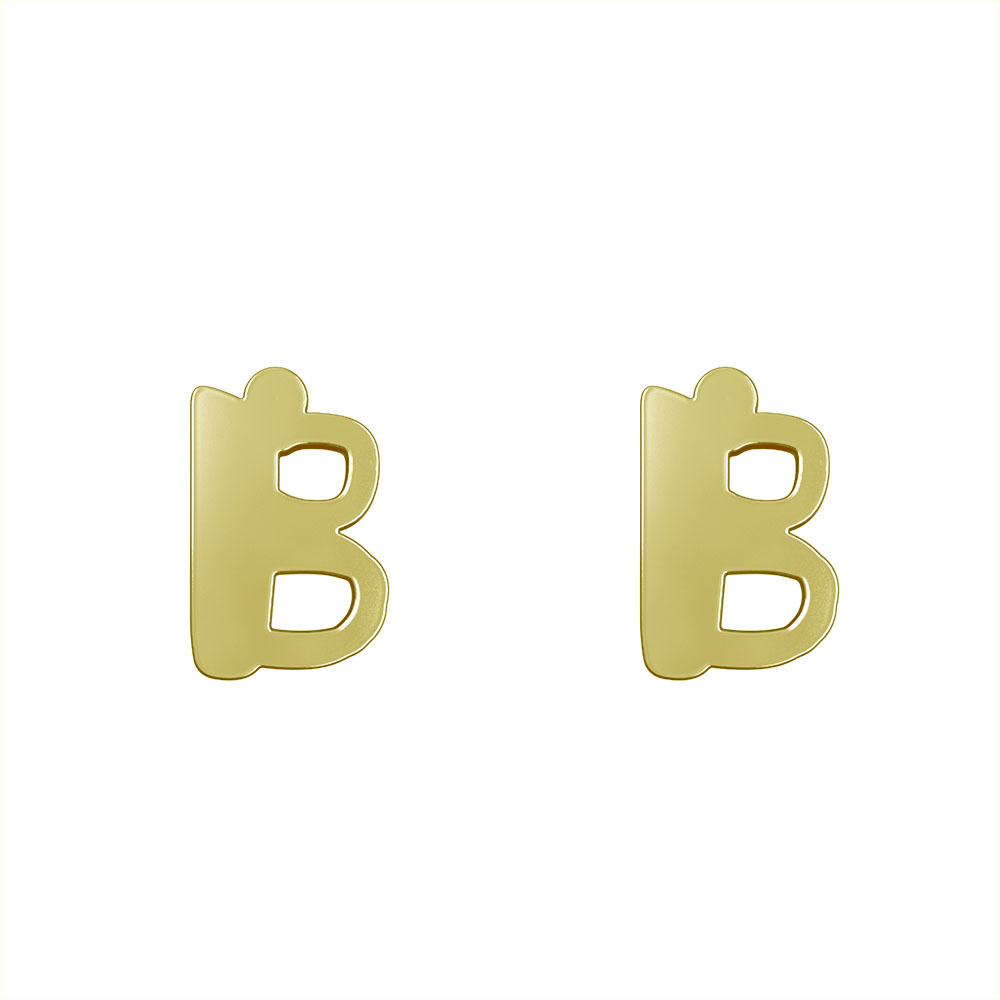 گوشواره طلا 18 عیار زنانه مدوپد مدل حرف B کد GA1-16609