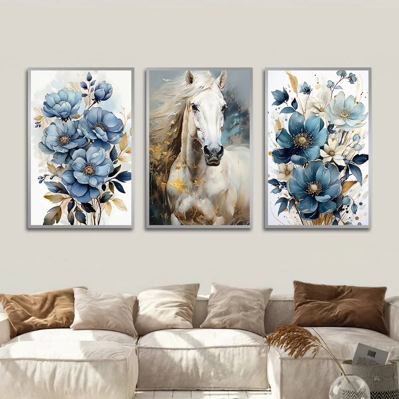 تابلو بکلیت طرح دکوراتیو گل مدل شاین اکلیلی SI-1591 مجموعه 3 عددی