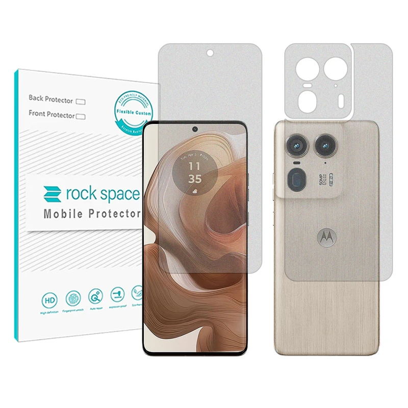 محافظ صفحه نمایش مات راک اسپیس مدل Resistant مناسب برای گوشی موبایل موتورولا Edge 50 Ultra به همراه محافظ پشت گوشی