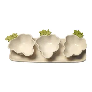 ست ۴ تکه کاسه و سینی سرامیکی مدل انگور 0340502