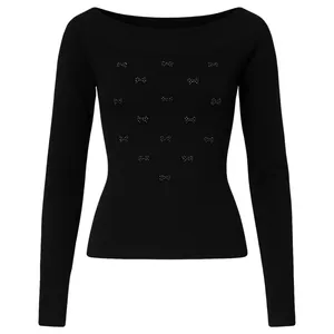 پلیور یقه قایقی زنانه مدل بافت پاپیونی ۰۱