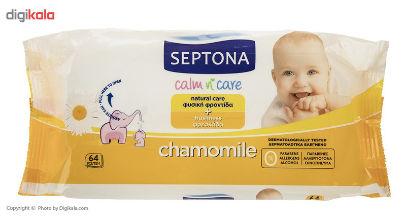 دستمال مرطوب سپتونا مدل Antibacterial سری عصاره بابونه بسته 64 عددی دستمال مرطوب سپتونا مدل Antibacterial سری عصاره بابونه بسته 64 عددی