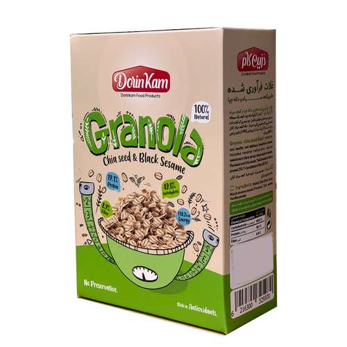 گرانولا رژیمی حاوی دانه چیا و کنجد سیاه محصولات غذایی درین کام - 300 گرم