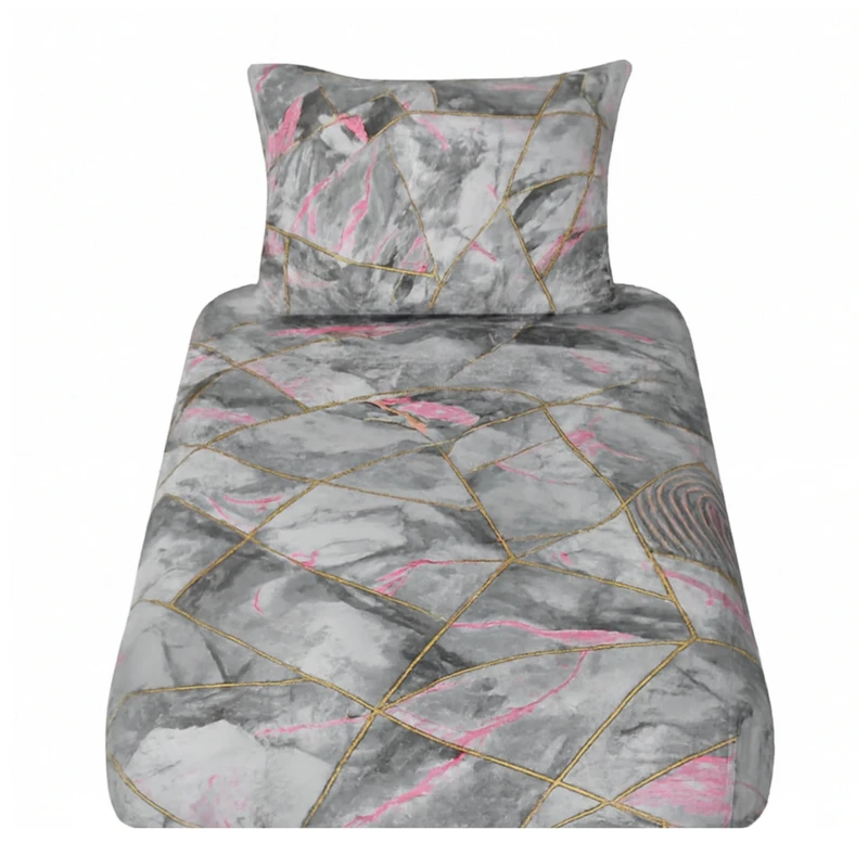 سرویس ملحفه 1 نفر 2 تکه مدل کشدار طرح هندسی