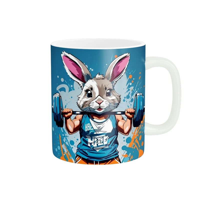 ماگ پاد آفرین طرح خرگوش وزنه بردار کد 593