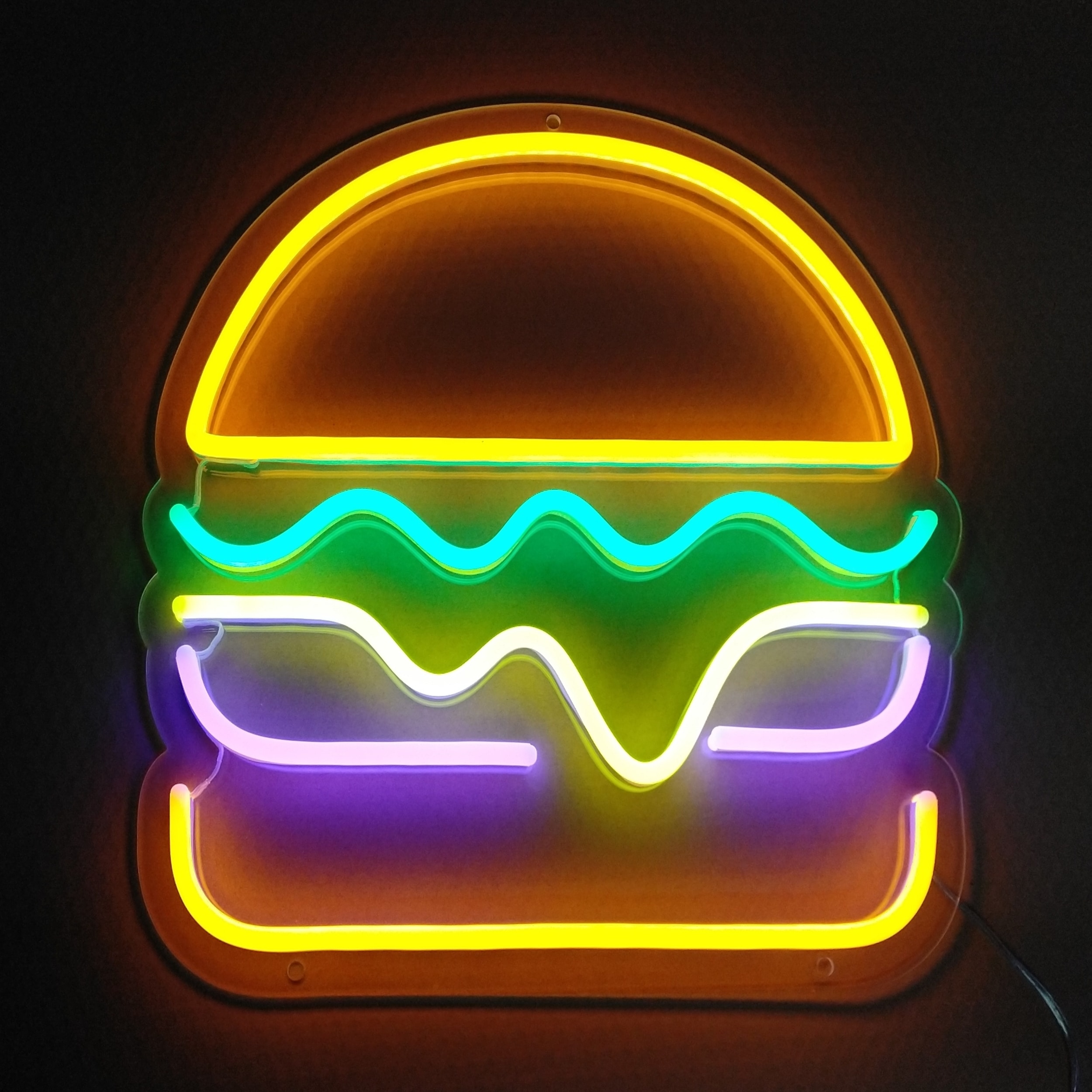 چراغ نئونی دیواری طرح همبرگر
