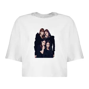 کراپ‌تاپ آستین کوتاه زنانه مدل گروه بلک پینک  کد L51 S