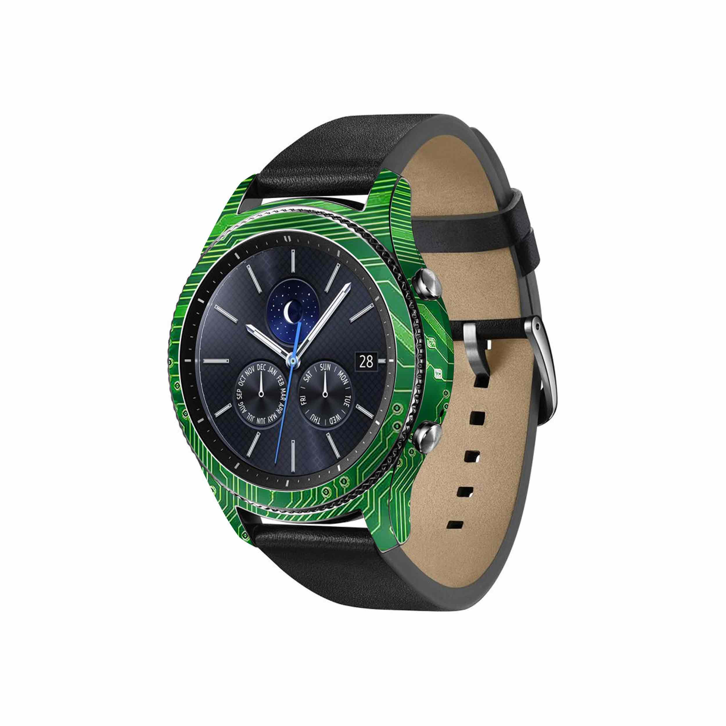 برچسب ماهوت طرح Green-Printed-Circuit-Board مناسب برای ساعت هوشمند سامسونگ Galaxy Gear S3 Classic
