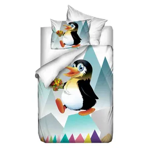 سرویس کاور لحاف نوزادی 4 تکه 3D وارول طرح Penguin