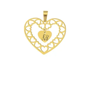 آویز گردنبند هایکا طرح قلب وحرف لاتین Vمدل ha201