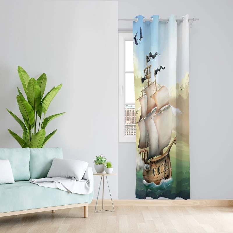  پرده مدل کشتی مخمل پانچی کد 2529 سایز 140x200 سانتی متر