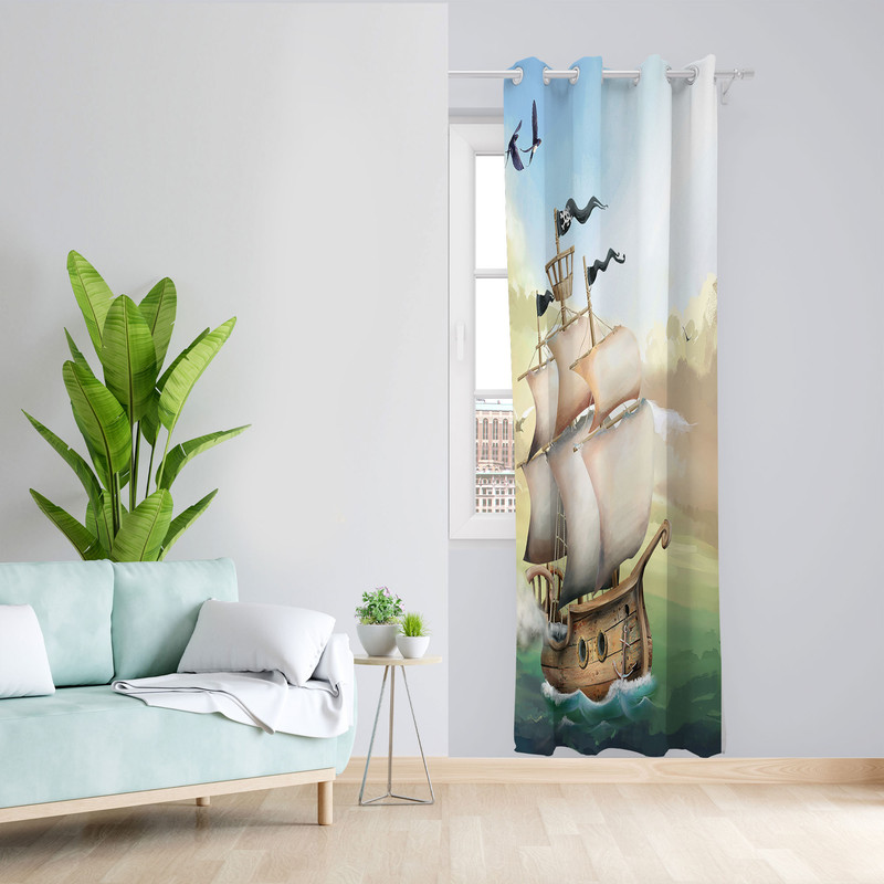  پرده مدل کشتی مخمل پانچی کد 2529 سایز 140x200 سانتی متر