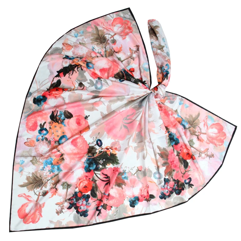 روسری زنانه آنالیا مدل ابریشم مزونی دور دست دوز عیدانه کد 9750