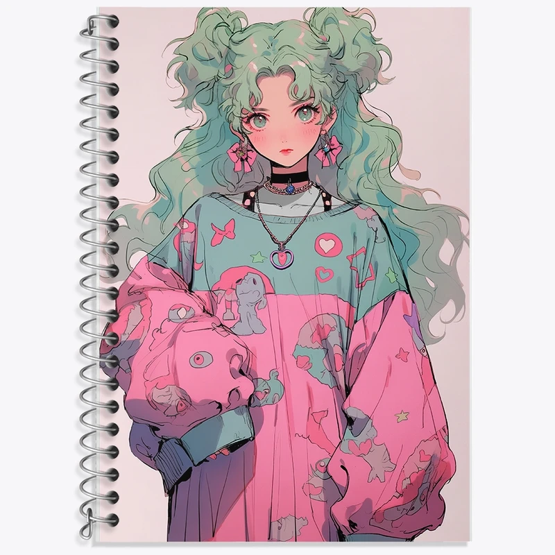 دفتر زبان 50 برگ خندالو مدل دو خط طرح دخترانه کد F616