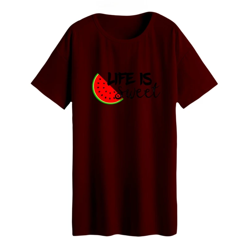 تی شرت لانگ زنانه مدل هندوانه یلدایی کد 59