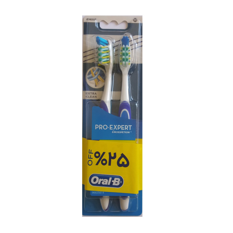 مسواک اورال-بی سری Pro Expert Crossaction مدل Extera clean با برس متوسط - بسته 2 عددی