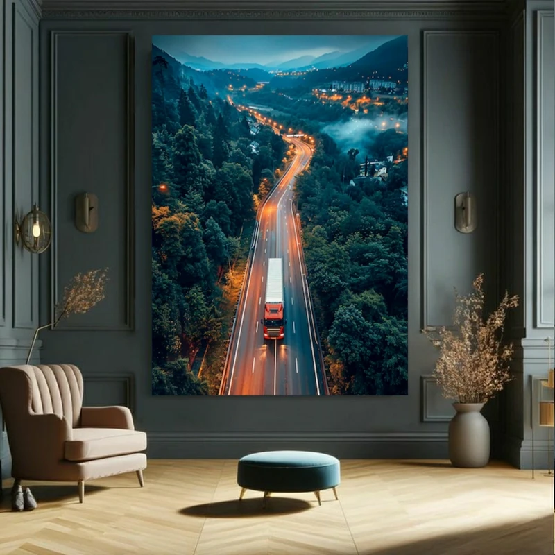  تابلو بوم طرح مخمل جاده مدل تریلی کد GR612