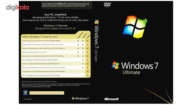 مایکروسافت ویندوز 7 نسخه Ultimate 64-bit - life time - لایسنس OEM بهمراه آفیس پرفشنال پلاس 2010