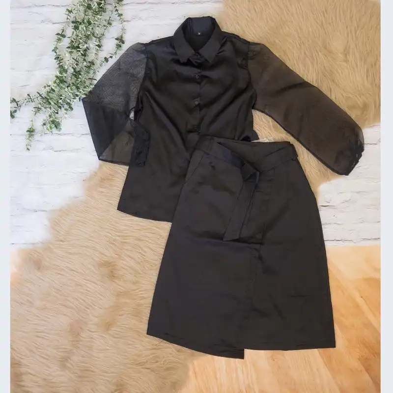 ست شومیز و دامن زنانه مدل بلک ارکید 01