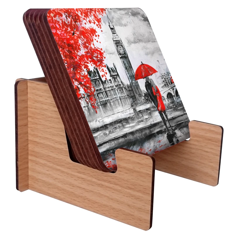 زیرلیوانی ژیوار طرح red-gray بسته 6 عددی