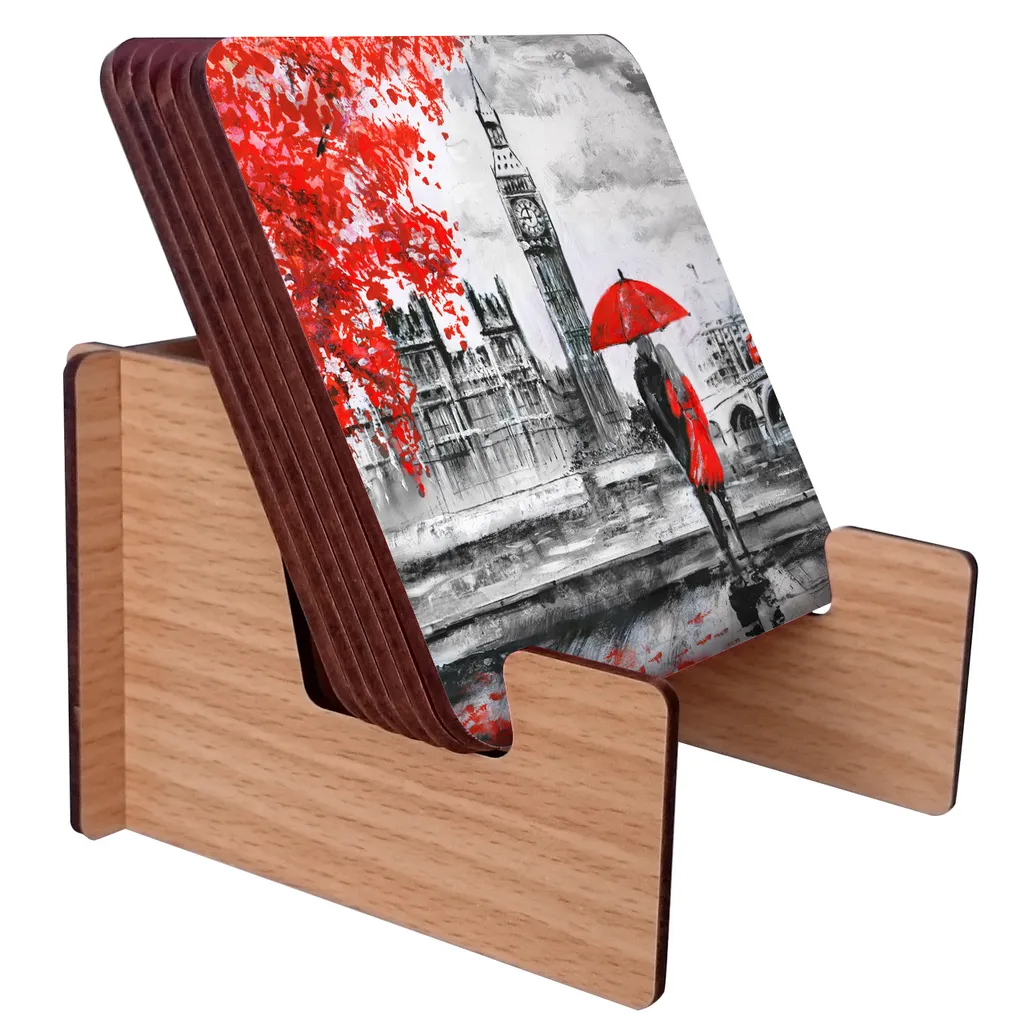 زیرلیوانی ژیوار طرح red-gray بسته 6 عددی