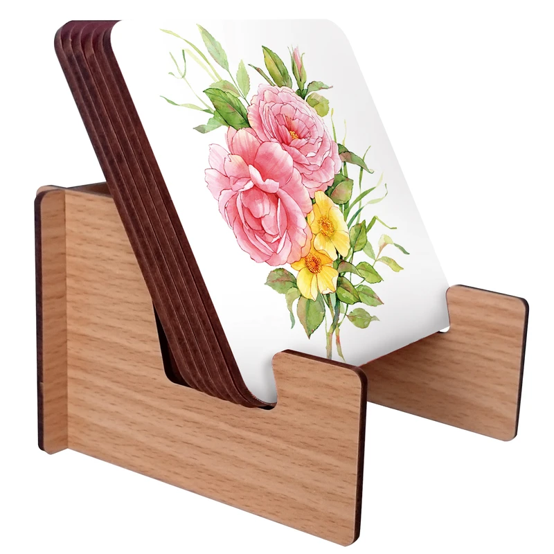 زیرلیوانی ژیوار طرح flower painting بسته 6 عددی