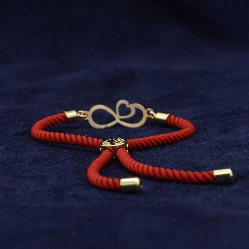 دستبند طلا 18 عیار زنانه مدل بینهایت قلب P899 دستبند طلا 18 عیار زنانه مدل بینهایت قلب P899