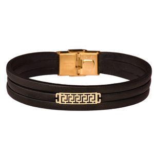  دستبند طلا 18 عیار مردانه کرابو طرح هندسی مدل Kr102429