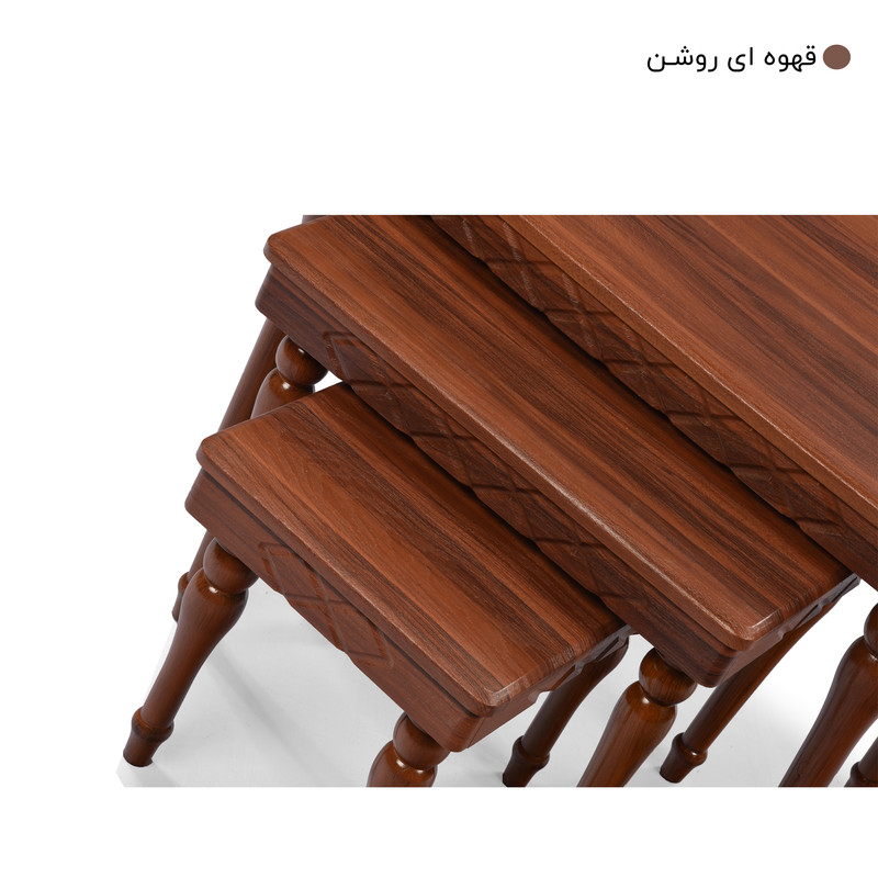 میز پذیرایی میز چوب مدل الماس مجموعه 4 عددی