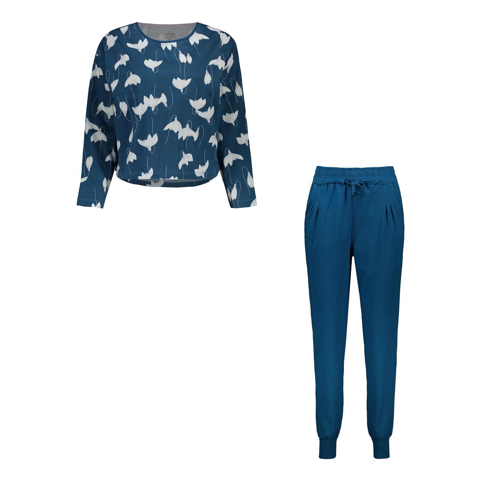 ست کراپ تیشرت آستین بلند و شلوار زنانه ناربن مدل 15211106 - - 1