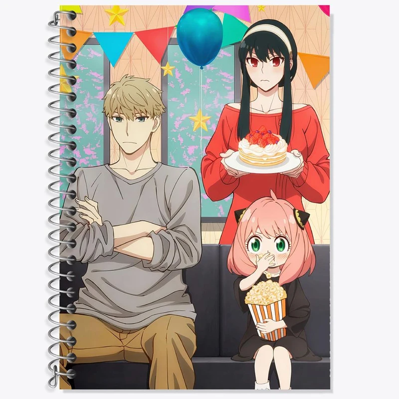 دفتر زبان 50 برگ خندالو مدل دو خط طرح خانواده فورجر انیمه اسپای ایکس فمیلی Spy x Family کد 15573