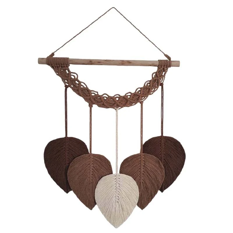 آویز بافتنی مدل دیوارکوب برگ مکرومه