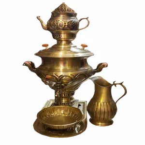 سرویس سماور ذغالی 5 پارچه برنجی کد 58326