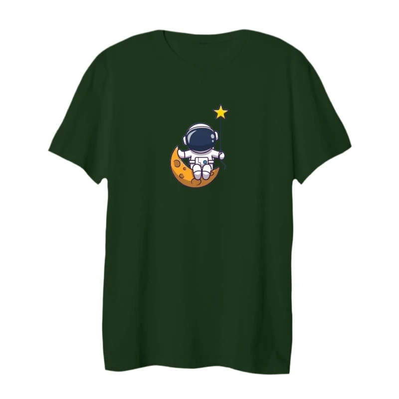 تی شرت لانگ آستین کوتاه زنانه مدل فضانورد و ماه