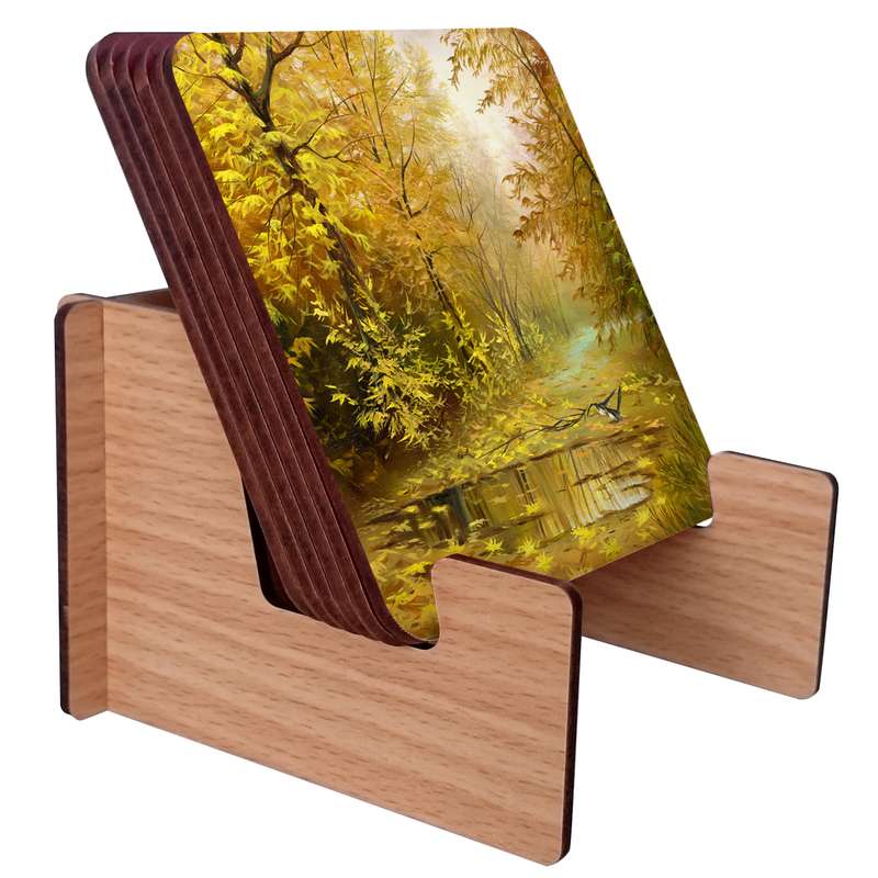 زیرلیوانی ژیوار طرح nature painting بسته 6 عددی