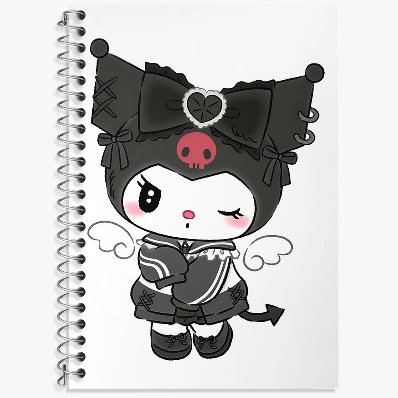 دفتر زبان 50 برگ خندالو مدل دو خط طرح کرومی (Kuromi) کد N4794