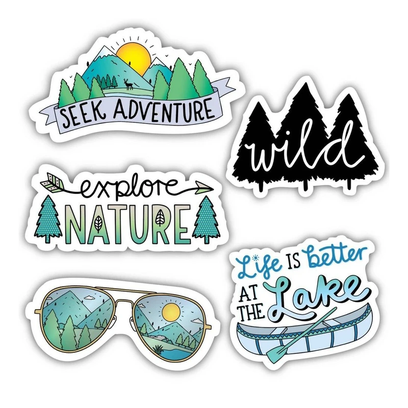 استیکر لپ تاپ و موبایل گوفی طرح طبیعت مدل Adventure کد Nature 12 مجموعه 5 عددی
