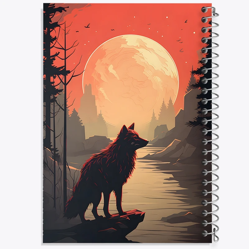 دفتر شطرنجی 50 برگ خندالو مدل گرگ و ماه کد F647