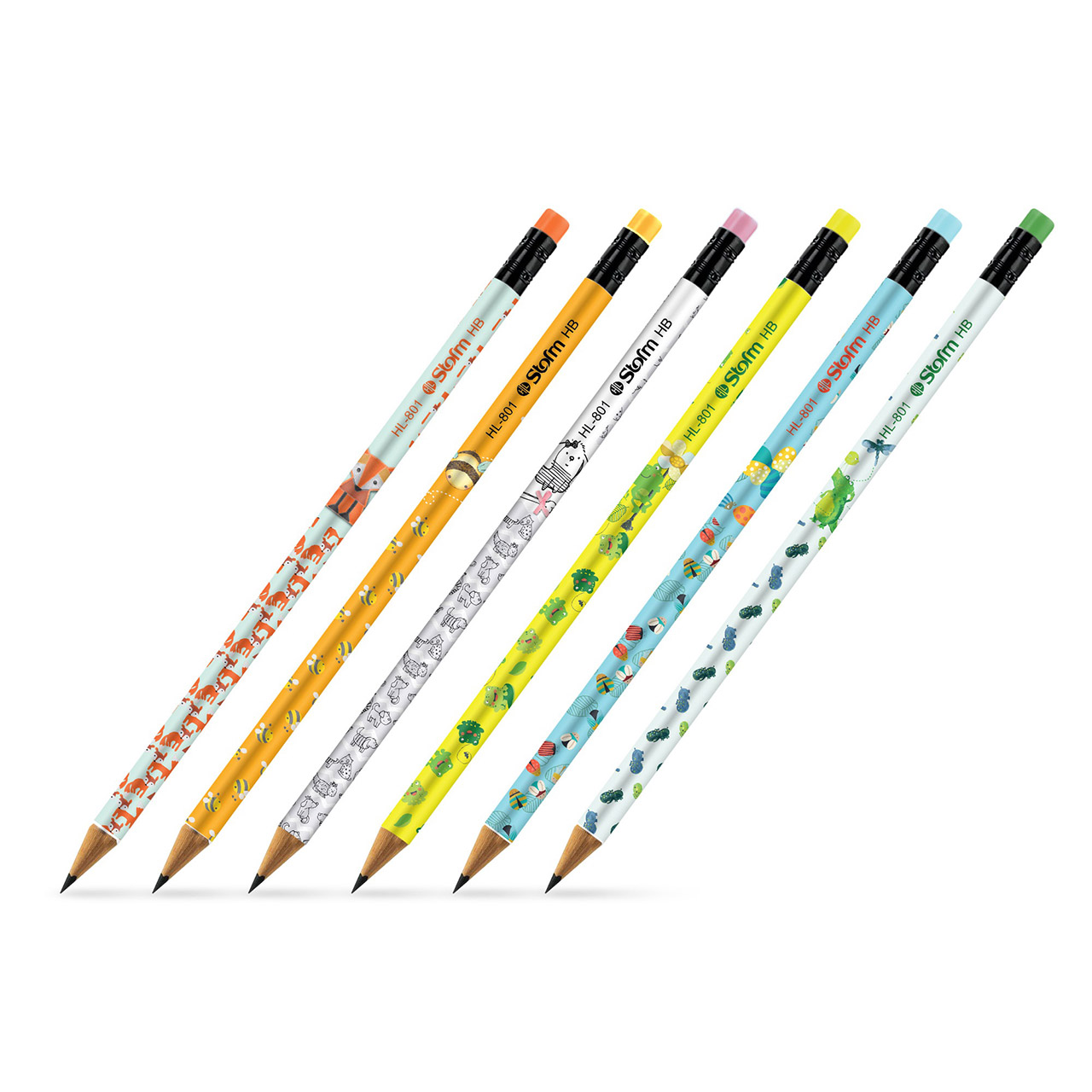 مداد مشکی استورم مدل  Animals کد HL-809 بسته 6 عددی