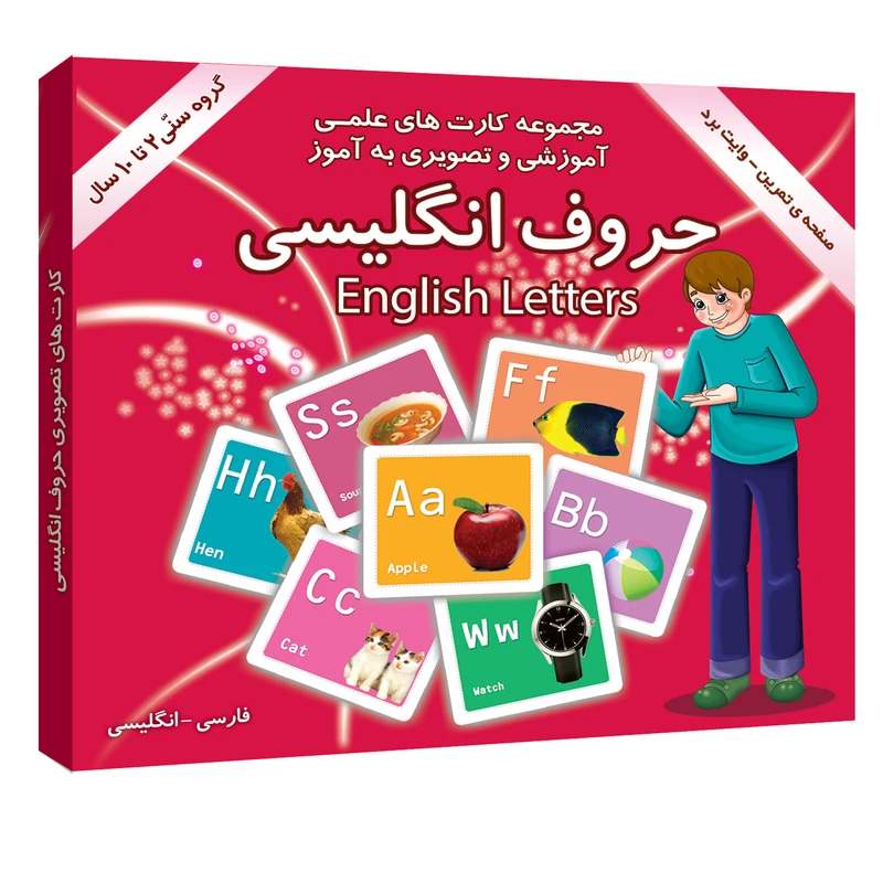 فلش کارت علمی آموزشی و تصویری به آموز آشنایی با حروف انگلیسی انتشارات امین آذر