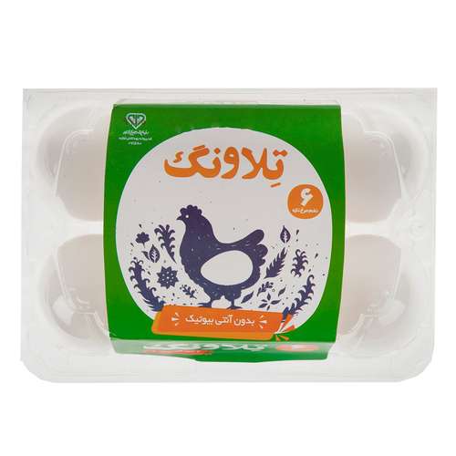 تخم مرغ تلاونگ بدون آنتی بیوتیک بسته 6 عددی