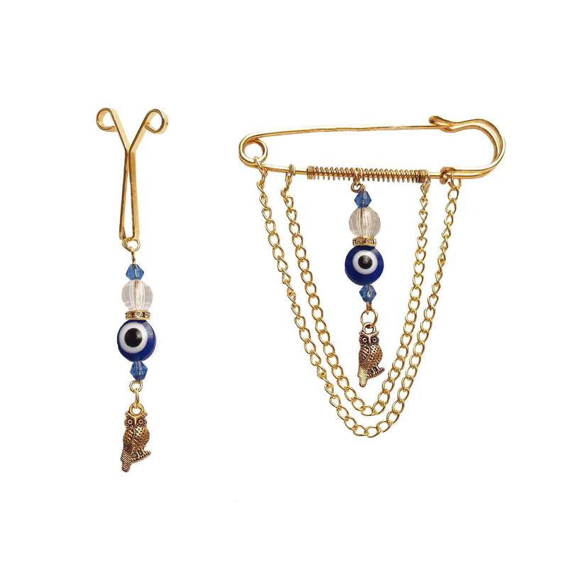 سنجاق سینه زنانه مدل چشم نظر کد db.w.b به همراه گیره روسری