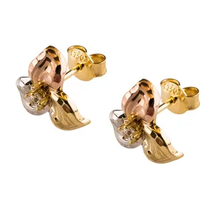 گوشواره طلا 18عیار گالری طلاچی مدل گل 3 پر