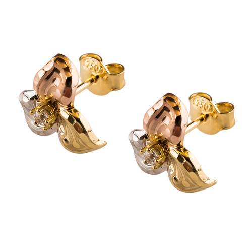 گوشواره طلا 18عیار گالری طلاچی مدل گل 3 پر