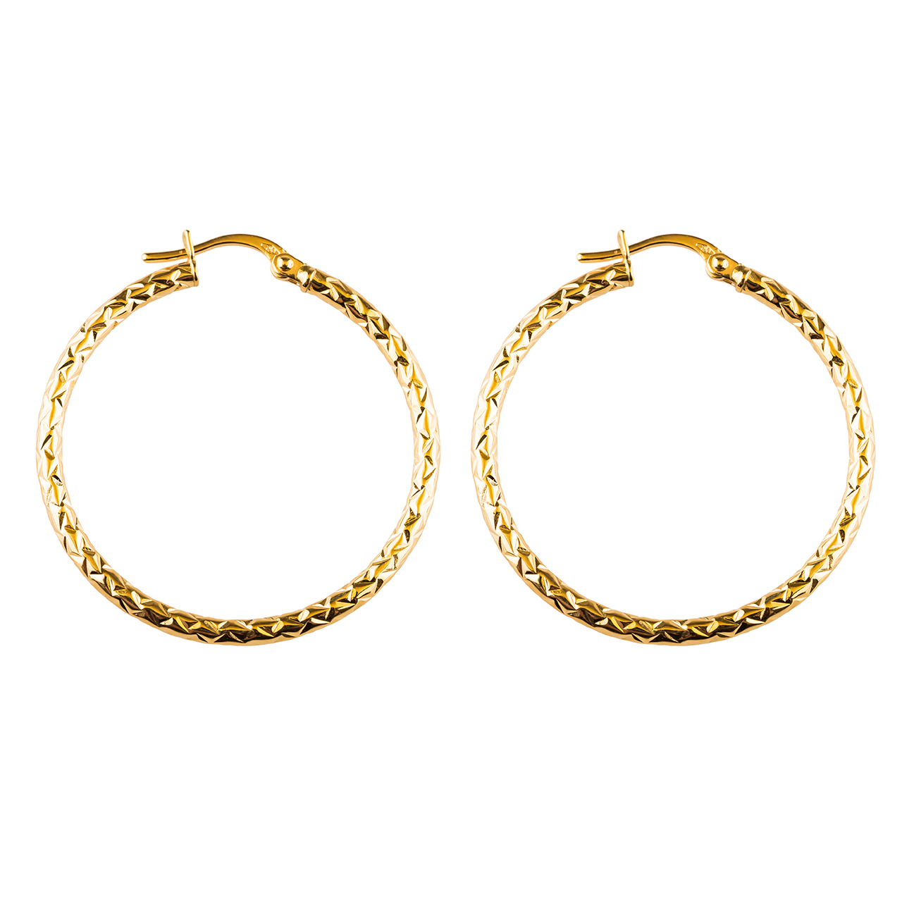 گوشواره طلا 18عیار گالری طلا باران مدل حلقه ای 005