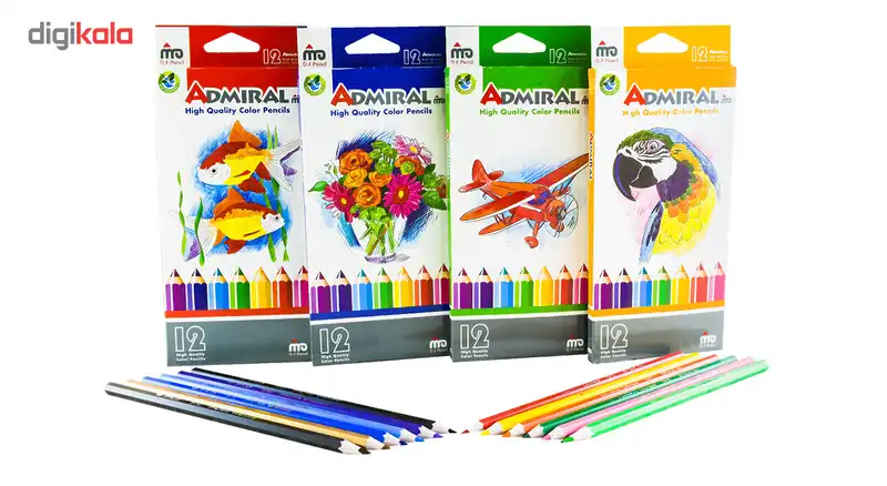 مداد رنگی 12 رنگ آدمیرال مدل MDF