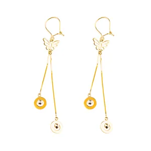 گوشواره طلا 18عیار گالری طلاباران مدل آویز005