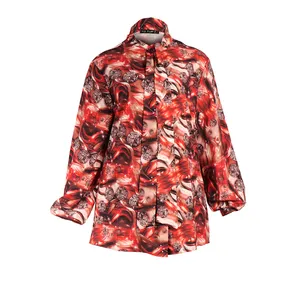 بلوز زنانه آستین بلند مدل یقه کرواتی طرح الماس