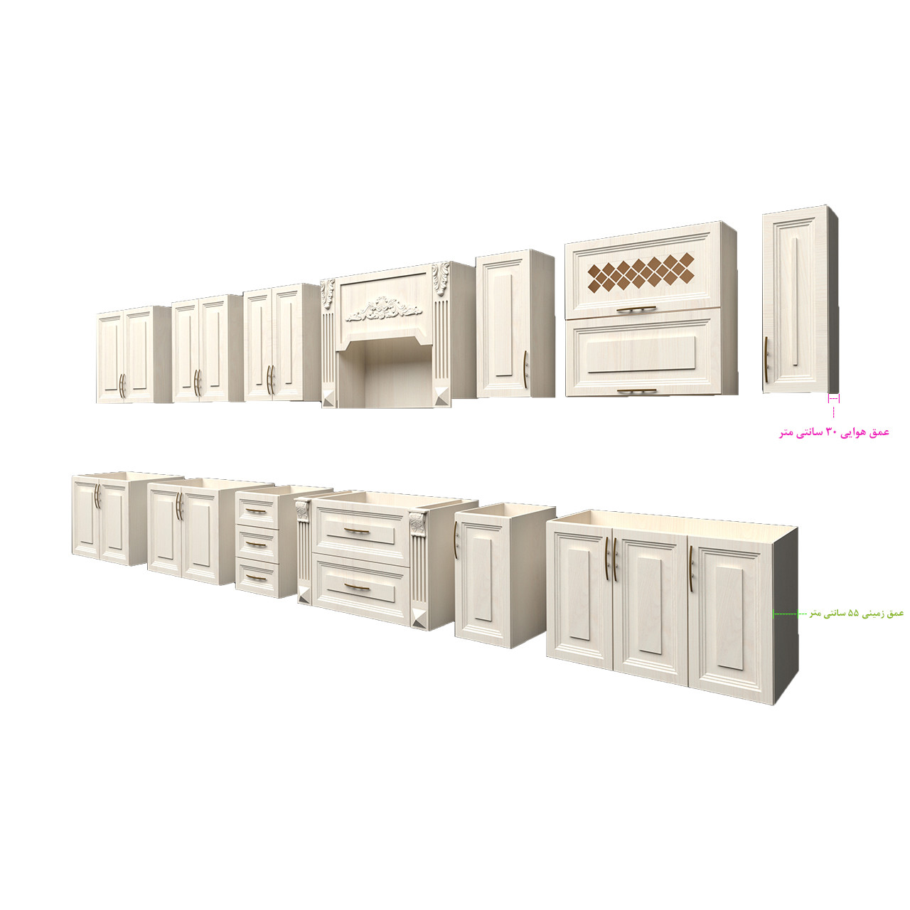 کابینت طرح طنابی مدل Membrane 525 cm مجموعه سیزده عددی