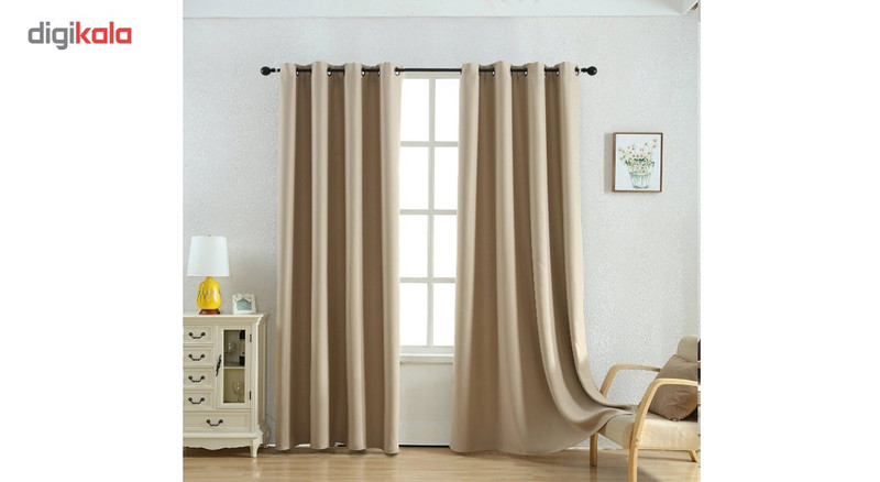 مجموعه دو عددی پرده کتان ملانژ مدل Gb01 ارتفاع 280